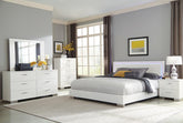 Felicity 6-piece California King Bedroom Set with LED Headboard Glossy White Half Price Furniture