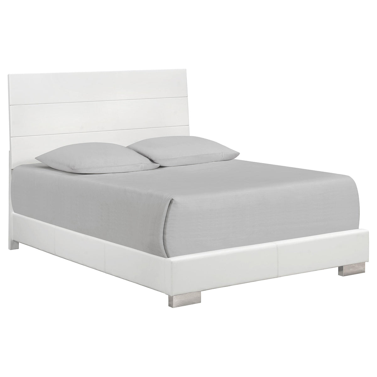 Felicity Eastern King Panel Bed Glossy White  Half Price Furniture