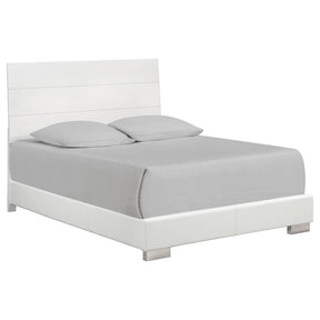Felicity Eastern King Panel Bed Glossy White Half Price Furniture