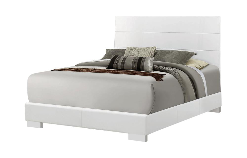 Felicity California King Panel Bed Glossy White  Half Price Furniture
