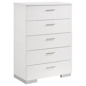 Felicity 5-drawer Chest Glossy White Half Price Furniture