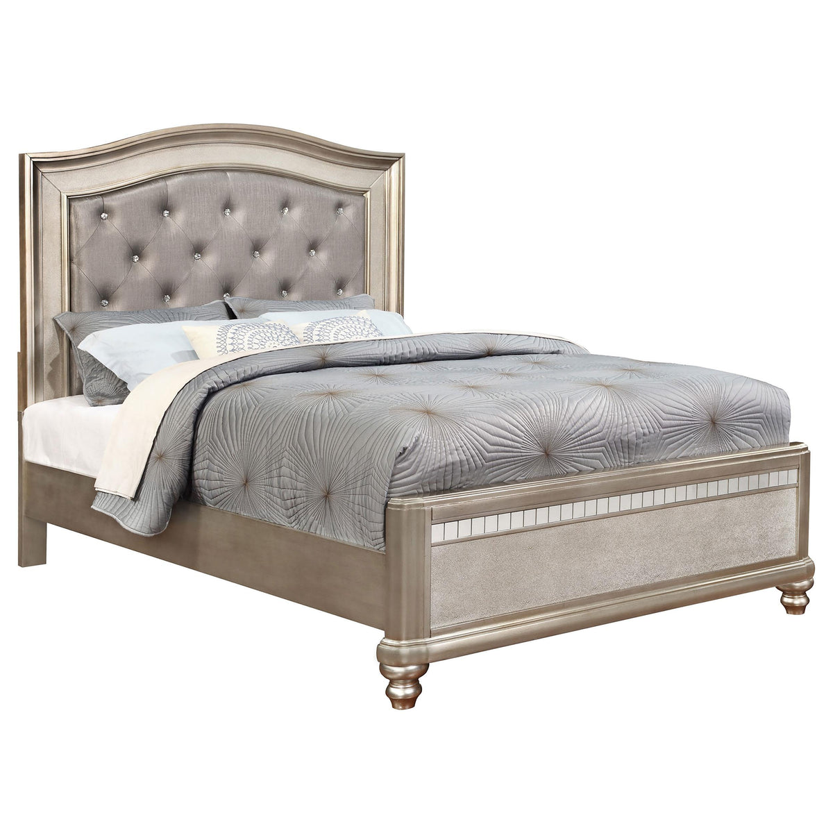 Bling Game Queen Panel Bed Metallic Platinum Bling Game Queen Panel Bed Metallic Platinum Half Price Furniture