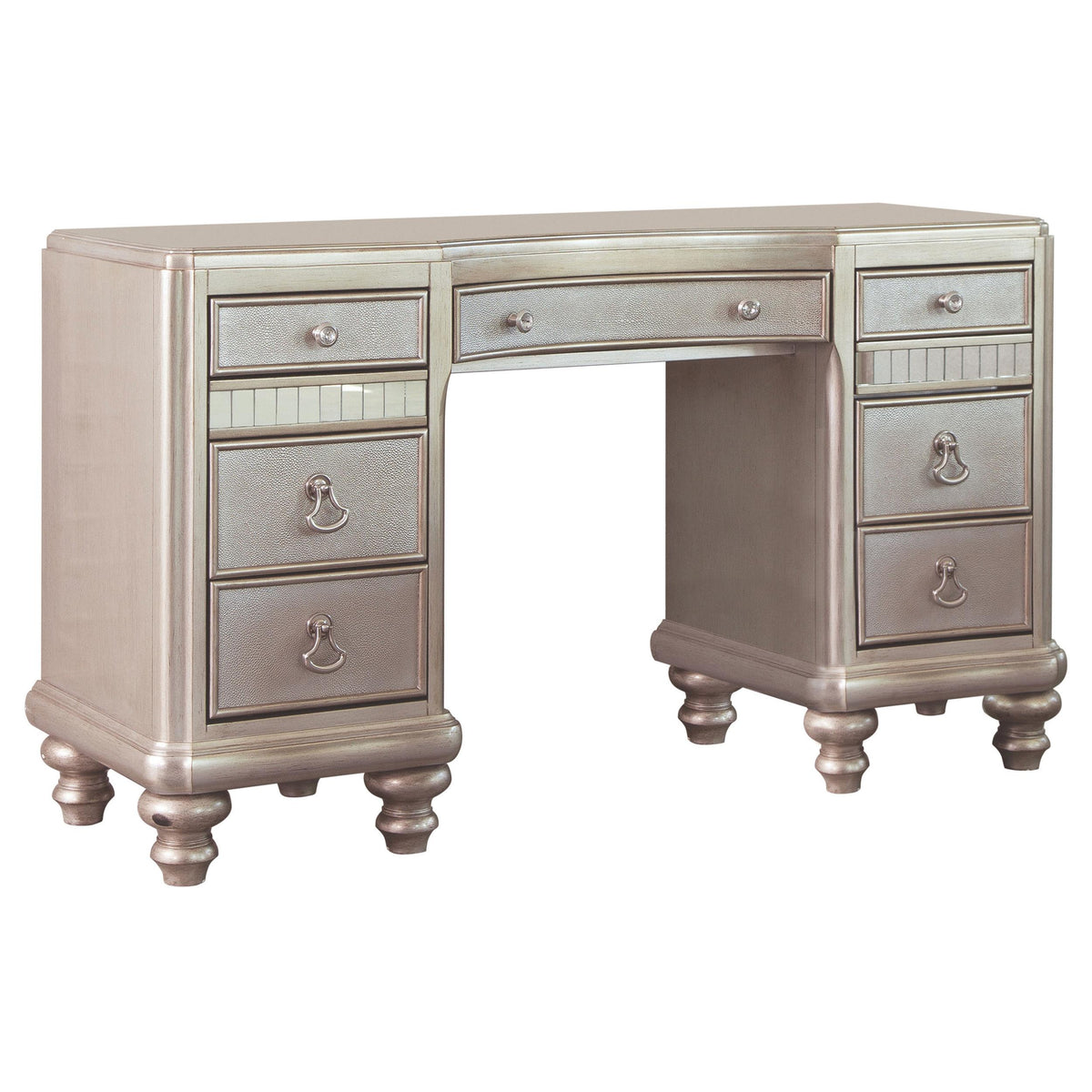 Bling Game 9-drawer Vanity Desk Metallic Platinum Bling Game 9-drawer Vanity Desk Metallic Platinum Half Price Furniture