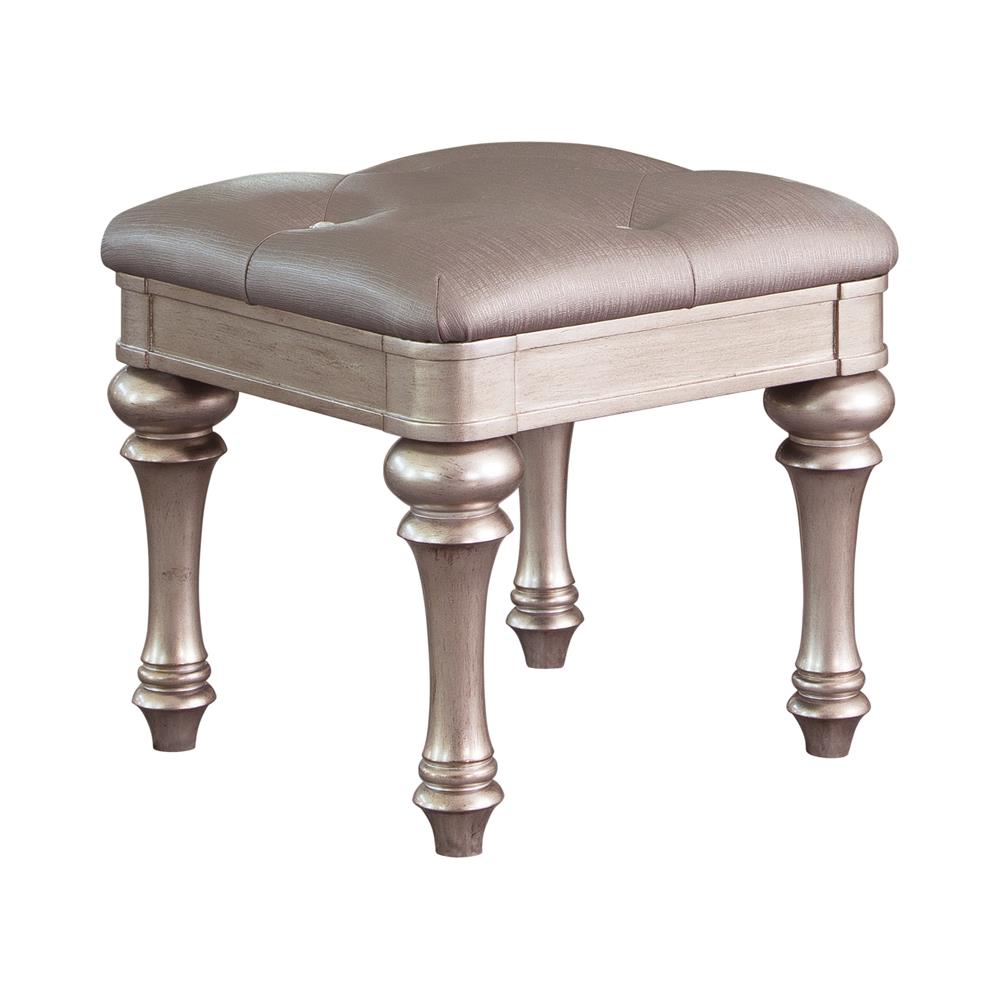 Bling Game Upholstered Vanity Stool Metallic Platinum  Half Price Furniture