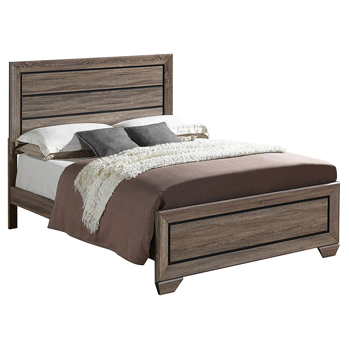 Kauffman Eastern King Panel Bed Washed Taupe  Half Price Furniture