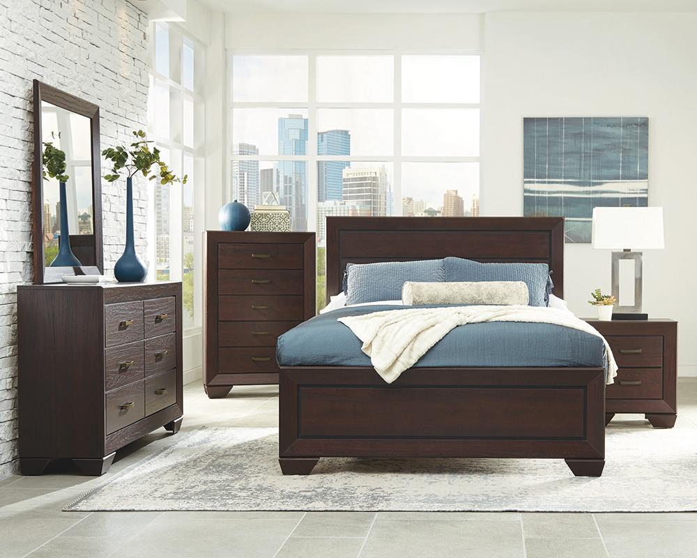 Kauffman Bedroom Set with High Straight Headboard  Half Price Furniture