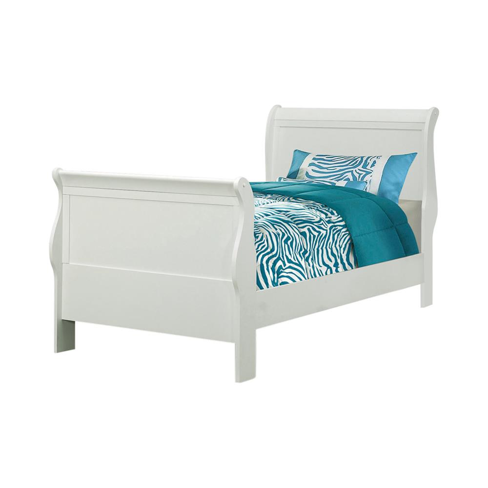Louis Philippe Twin Sleigh Panel Bed White  Las Vegas Furniture Stores