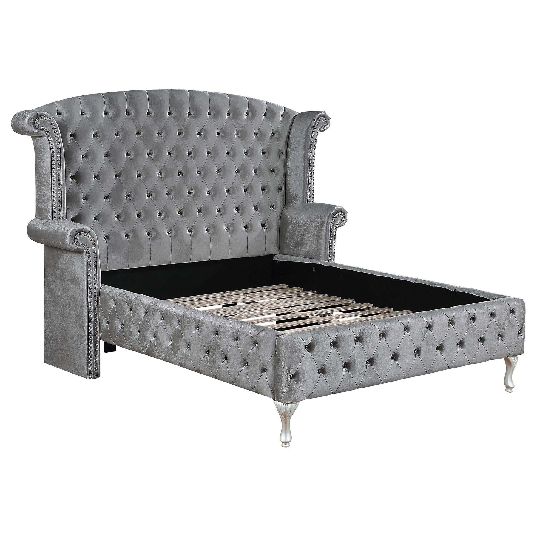 Deanna California King Tufted Upholstered Bed Grey - Half Price Furniture
