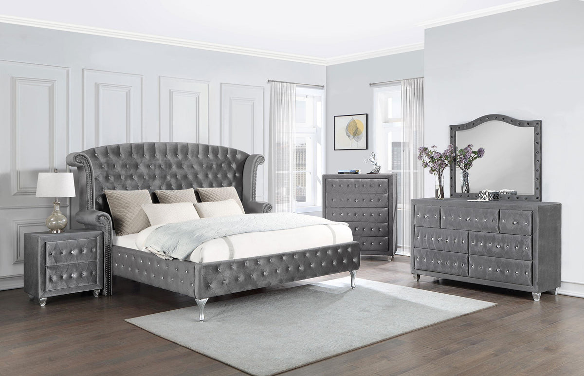 Deanna 5-piece Tufted California King Bedroom Set Grey Deanna 5-piece Tufted California King Bedroom Set Grey Half Price Furniture