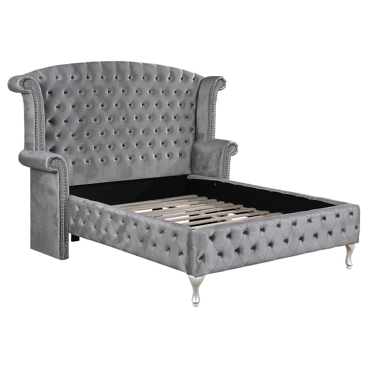 Deanna California King Tufted Upholstered Bed Grey  Half Price Furniture