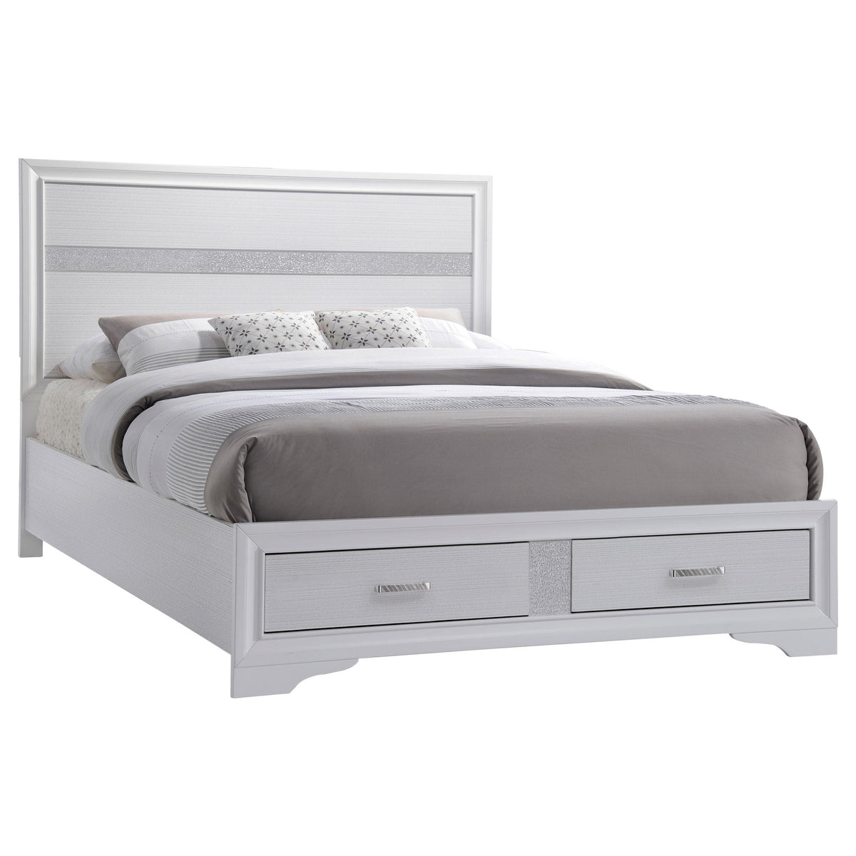 Miranda Eastern King 2-drawer Storage Bed White Miranda Eastern King 2-drawer Storage Bed White Half Price Furniture