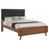 Robyn Eastern King Bed with Upholstered Headboard Dark Walnut  Half Price Furniture