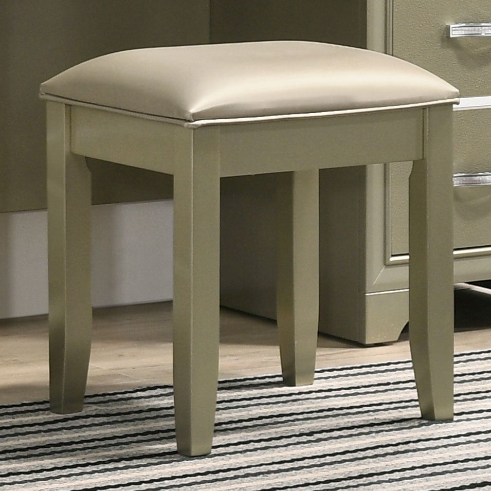 Beaumont Upholstered Vanity Stool Champagne Gold and Champagne  Half Price Furniture