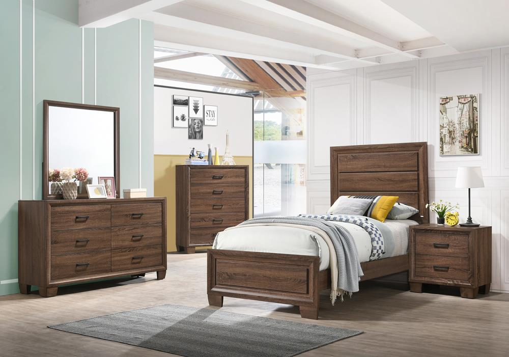 Brandon 4-piece Twin Panel Bedroom Set Medium Warm Brown  Half Price Furniture