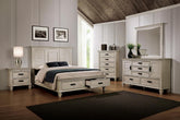 Franco 4-piece Eastern King Storage Bedroom Set Antique White Half Price Furniture
