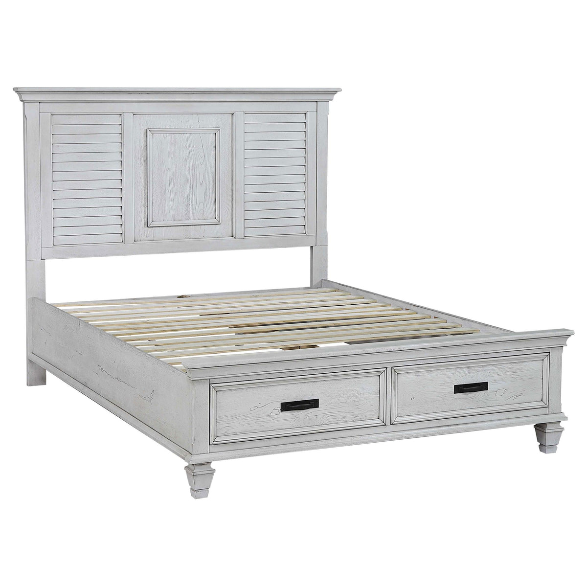 Franco Eastern King Storage Bed Antique White  Half Price Furniture