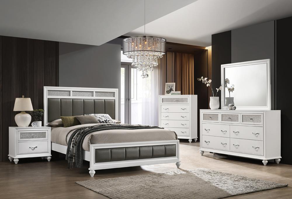 Barzini 4-piece Eastern King Panel Bedroom Set White  Half Price Furniture