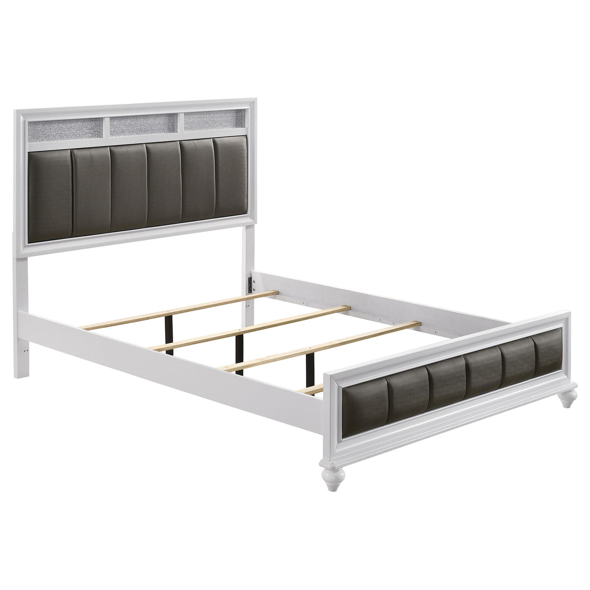 Barzini California King Upholstered Panel Bed White  Half Price Furniture