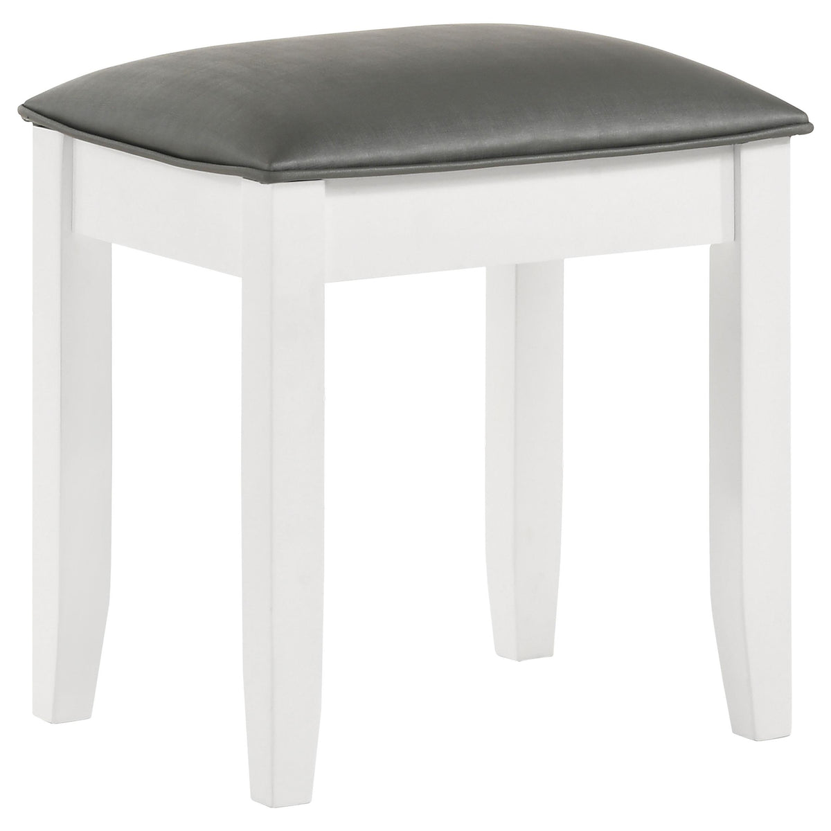 Barzini Upholstered Vanity Stool Metallic and White  Las Vegas Furniture Stores