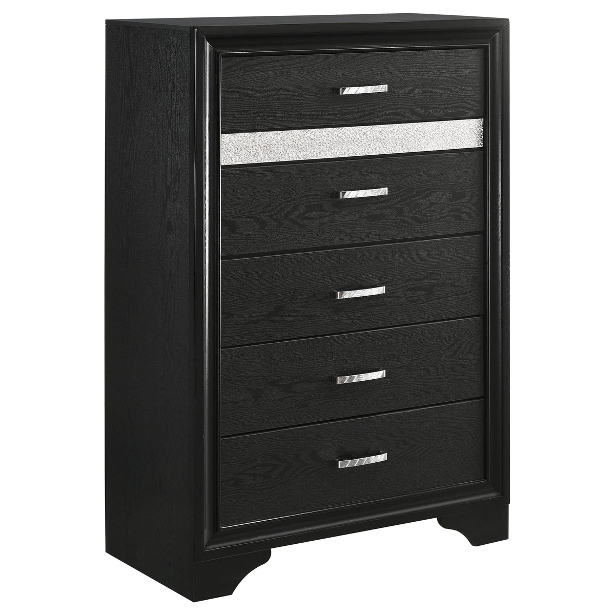 Miranda 5-drawer Chest Black and Rhinestone Miranda 5-drawer Chest Black and Rhinestone Half Price Furniture