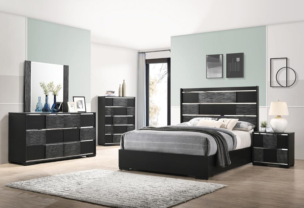 Blacktoft 4-piece Eastern King Panel Bedroom Set Black  Half Price Furniture