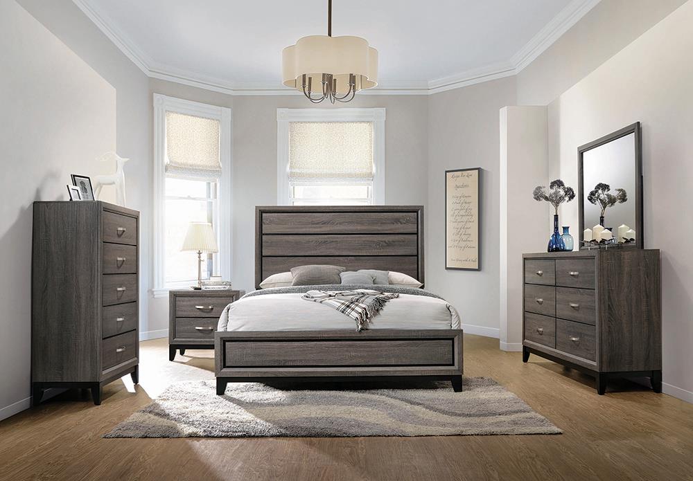 Watson 4-Piece King Bedroom Set Grey Oak and Black  Half Price Furniture