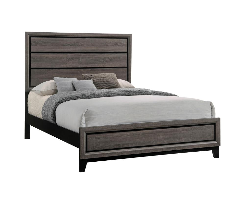 Watson California King Panel Bed Grey Oak and Black  Half Price Furniture
