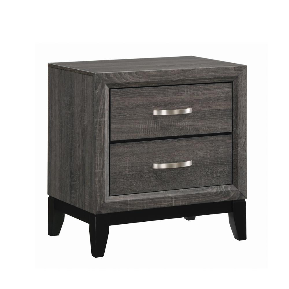 Watson 2-drawer Nightstand Grey Oak and Black  Las Vegas Furniture Stores