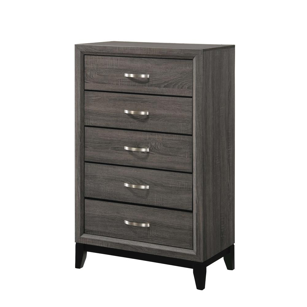 Watson 5-drawer Chest Grey Oak and Black  Half Price Furniture