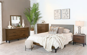 Mays Upholstered Bedroom Set Walnut Brown and Grey - Bedroom Set - Half Price Furniture