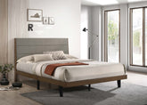 Mays Upholstered Platform Bed Walnut Brown and Grey Half Price Furniture