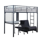 Jenner Twin Futon Workstation Loft Bed Black Half Price Furniture