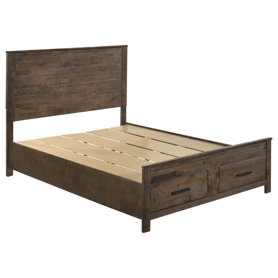 Woodmont 4-Piece Storage Bedroom Set Rustic Golden Brown