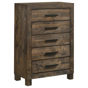 Woodmont 5-drawer Chest Rustic Golden Brown Half Price Furniture