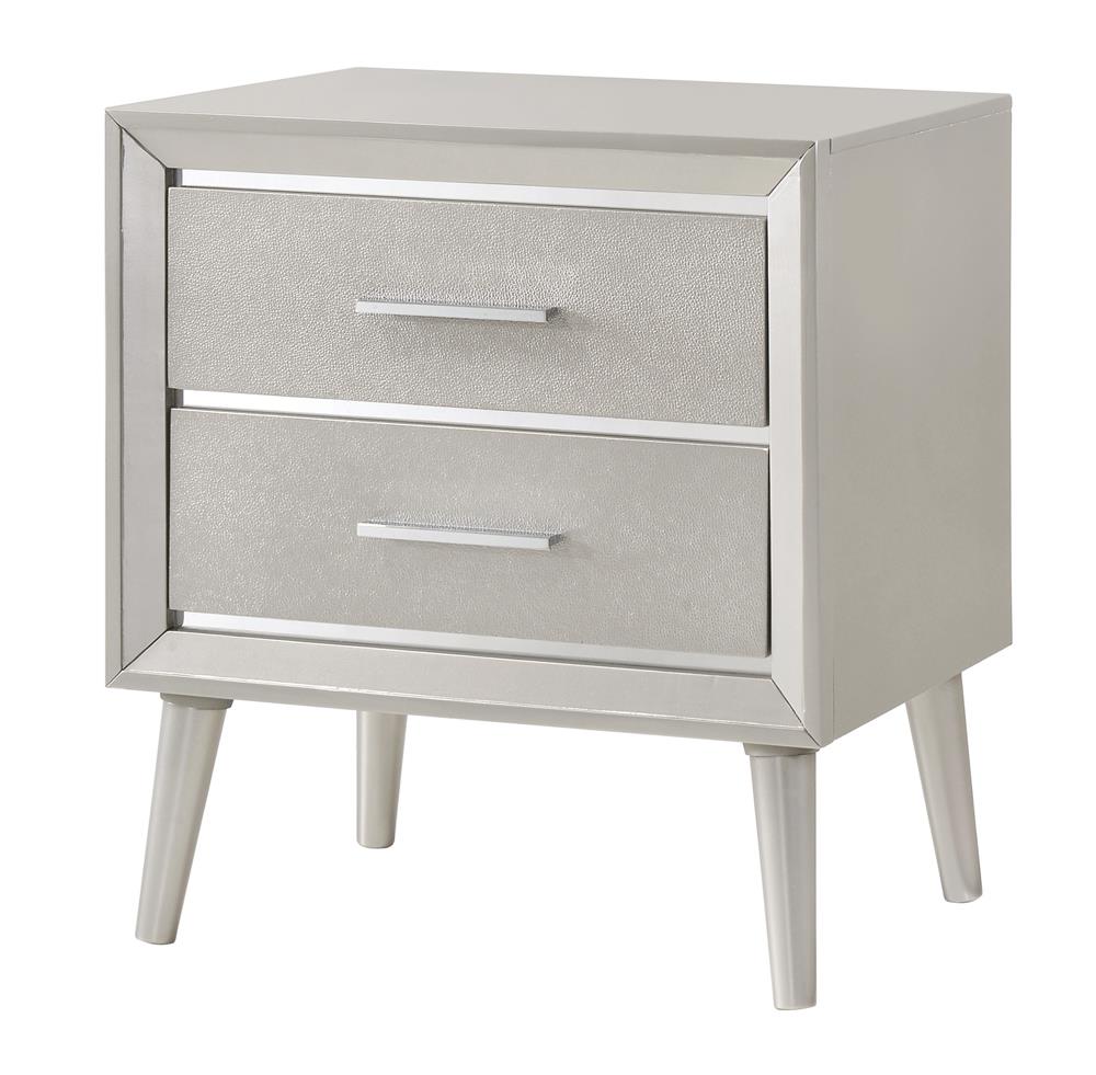 Ramon 2-drawer Nightstand Metallic Sterling  Half Price Furniture