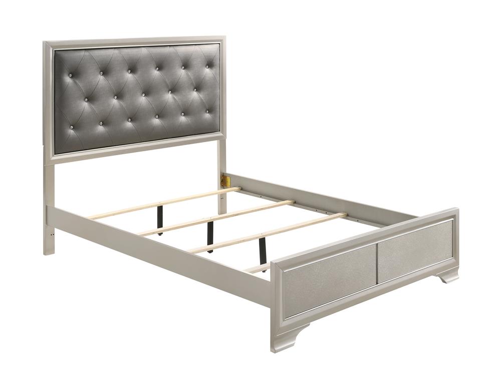 Salford Queen Panel Bed Metallic Sterling and Charcoal Grey  Half Price Furniture