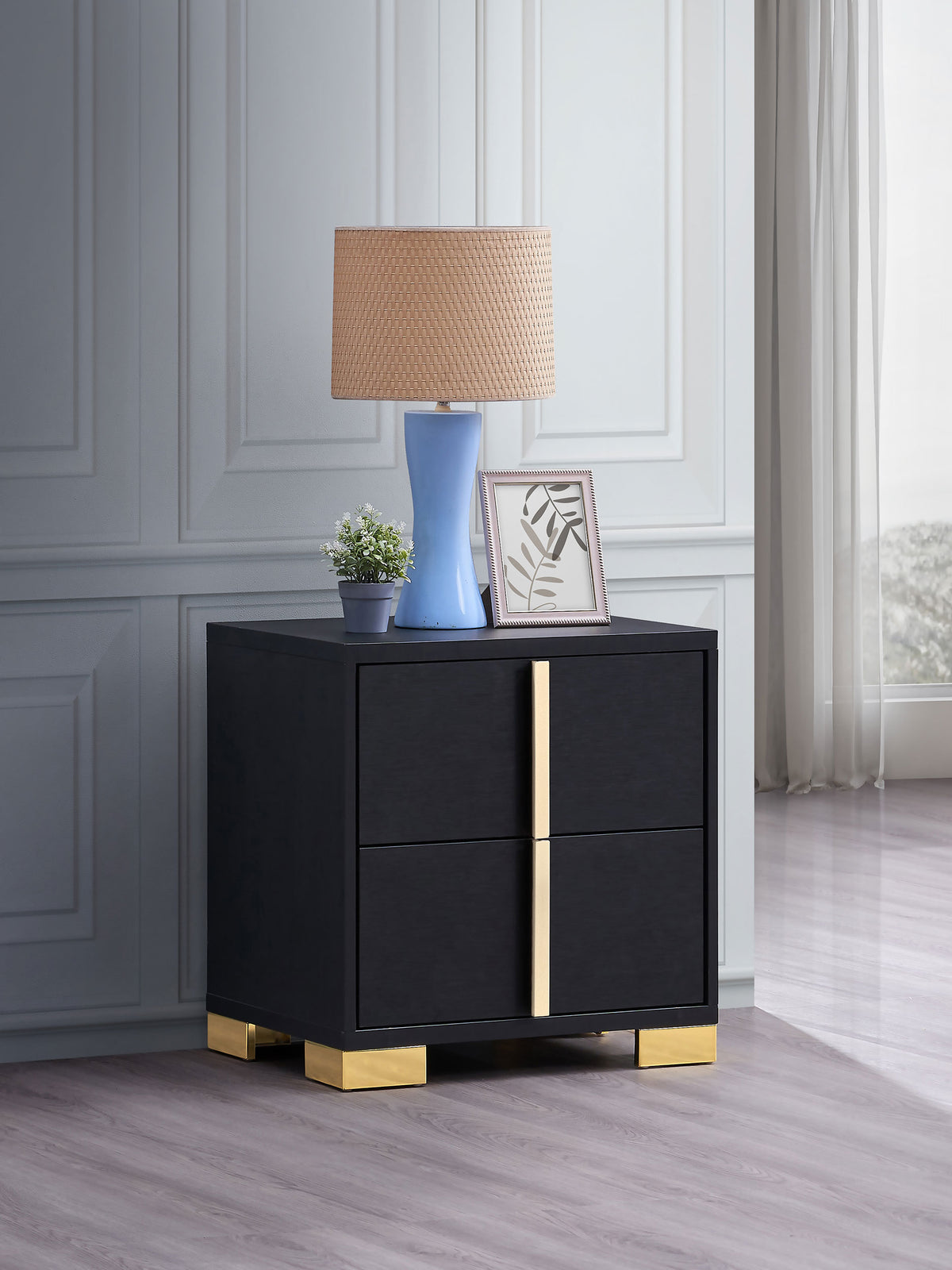 Marceline 2-drawer Nightstand Black Marceline 2-drawer Nightstand Black Half Price Furniture