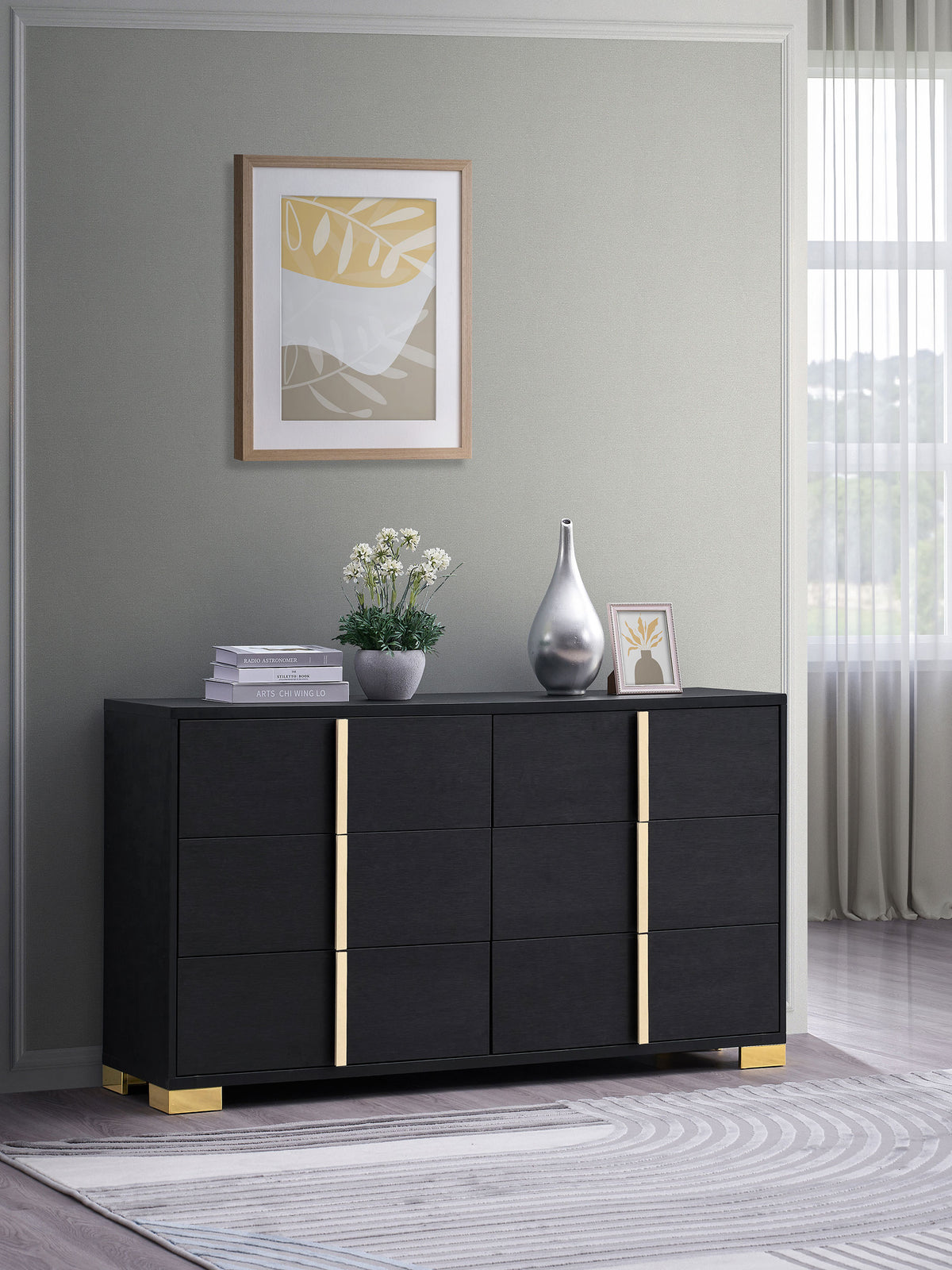 Marceline 6-drawer Dresser Black  Half Price Furniture
