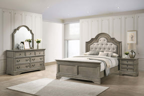 Manchester Bedroom Set with Upholstered Arched Headboard Wheat Half Price Furniture