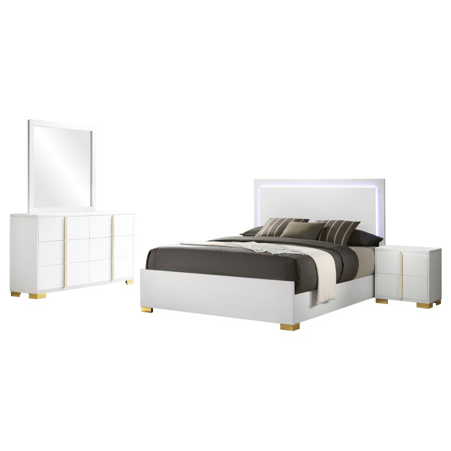Marceline 4-Piece Bedroom Set with LED Headboard White