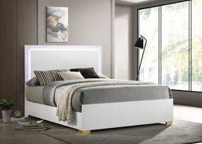Marceline Bed with LED Headboard White Marceline Bed with LED Headboard White Half Price Furniture