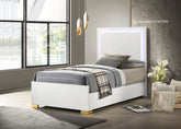 Marceline Bed with LED Headboard White Half Price Furniture