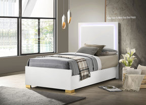 Marceline Bed with LED Headboard White Marceline Bed with LED Headboard White Half Price Furniture