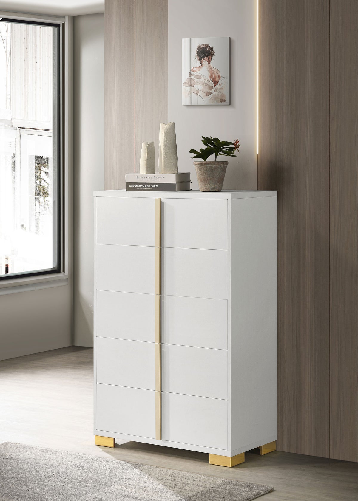 Marceline 5-drawer Chest White  Half Price Furniture