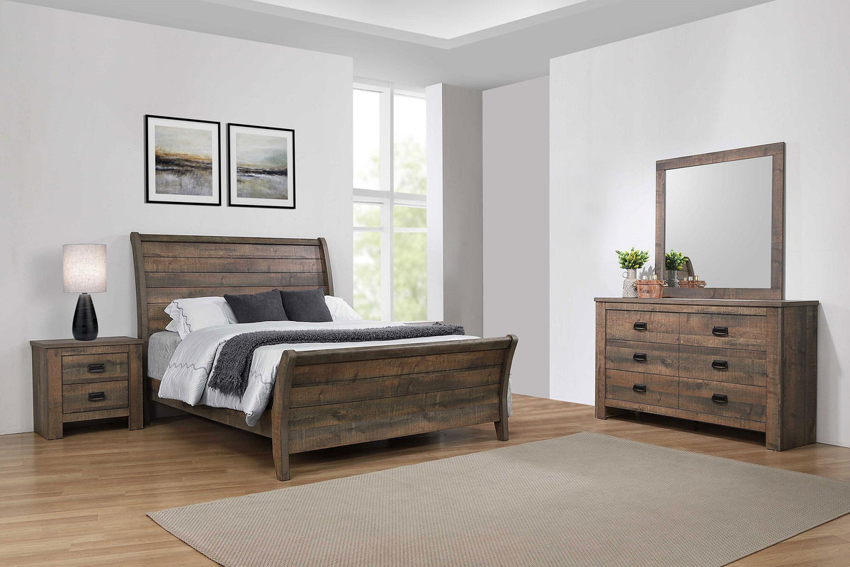 Frederick 4-piece Eastern King Panel Bedroom Set Weathered Oak  Half Price Furniture