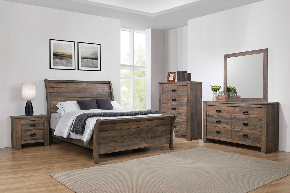 Frederick 5-piece Eastern King Panel Bedroom Set Weathered Oak  Half Price Furniture