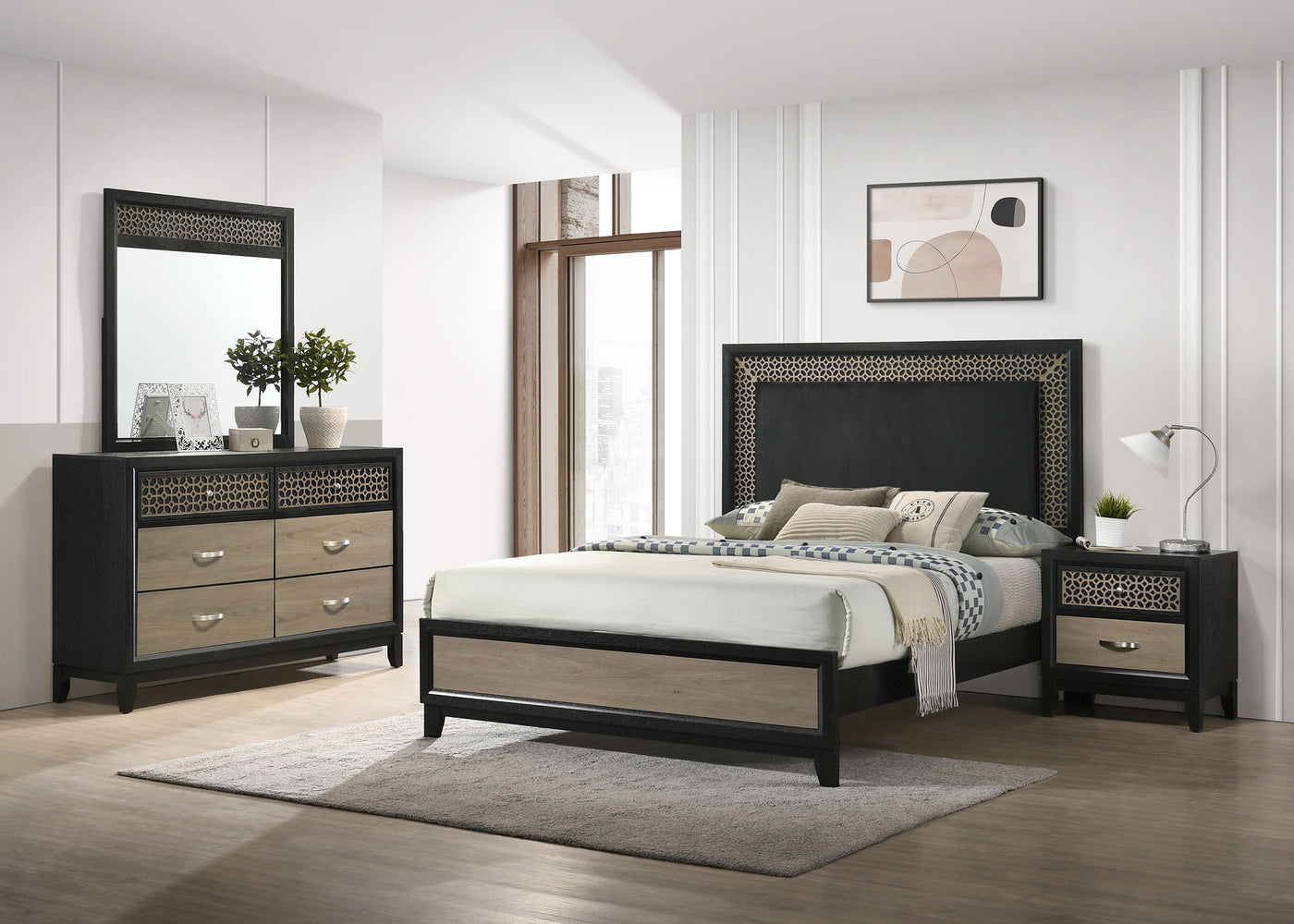 Valencia Bedroom Set Light Brown and Black Half Price Furniture