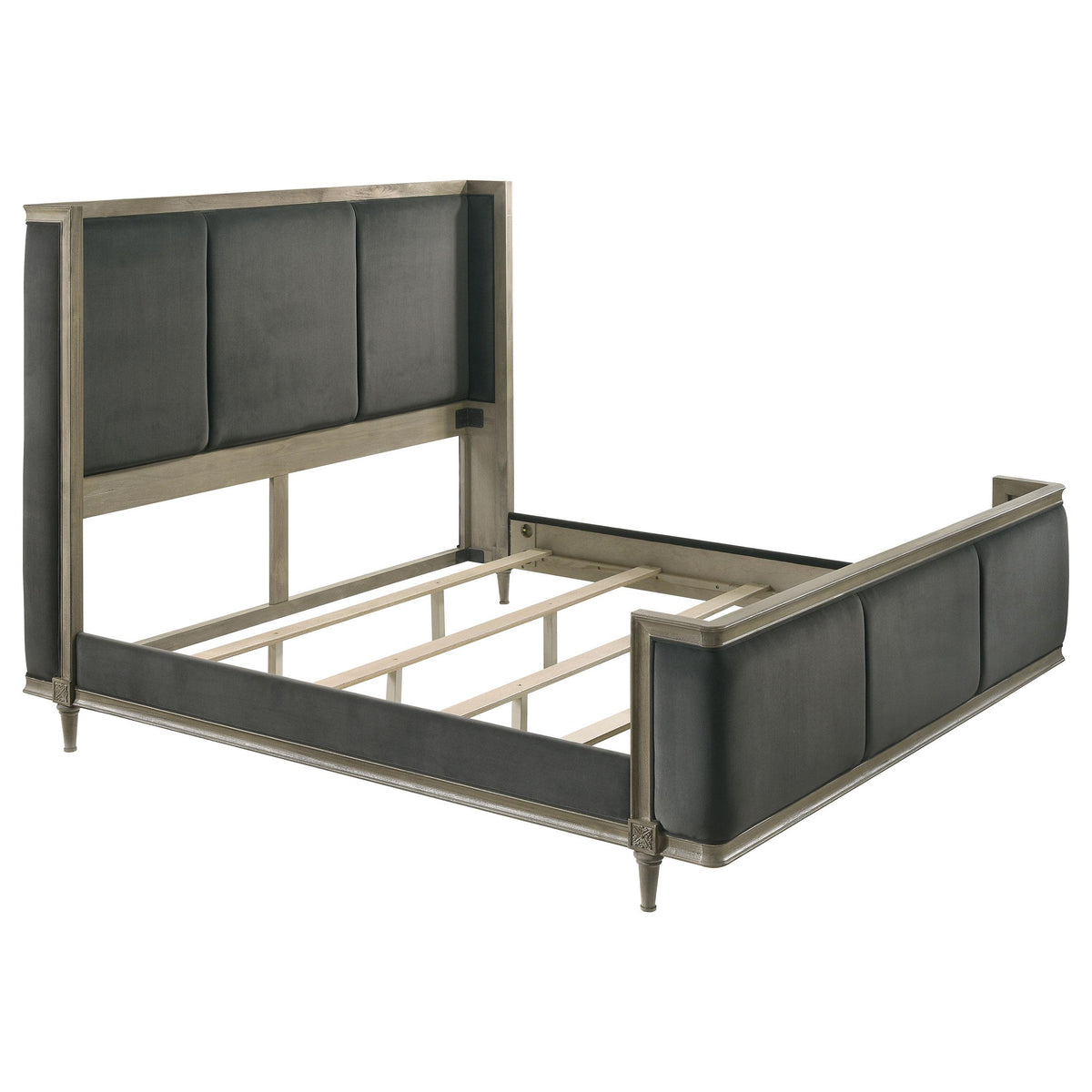 Alderwood California King Upholstered Panel Bed Charcoal Grey  Half Price Furniture