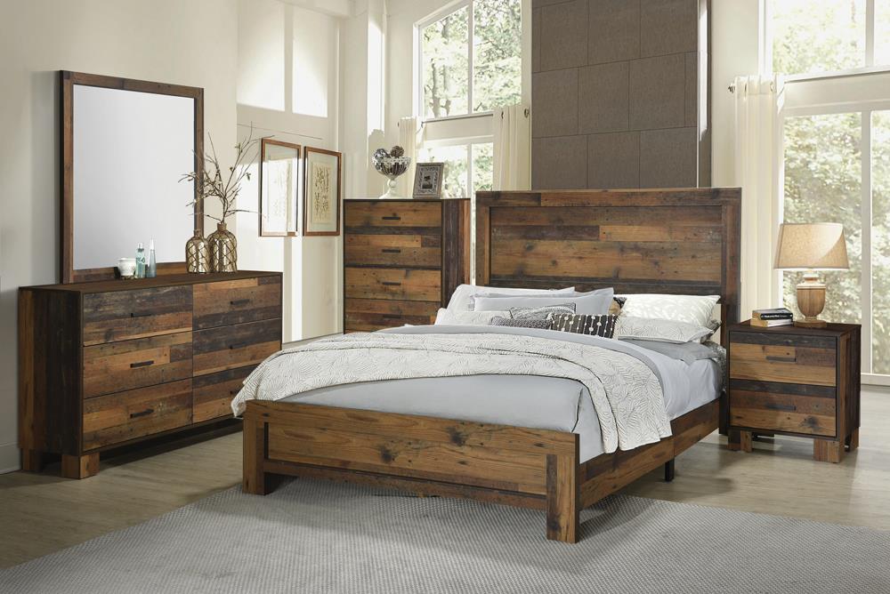 Sidney 4-piece Queen Panel Bedroom Set Rustic Pine  Half Price Furniture