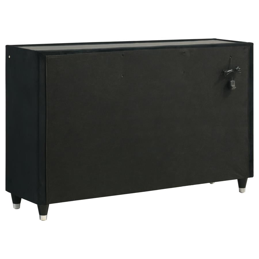 Ravenne 4-Piece Velvet Upholstered LED Bedroom Set Black